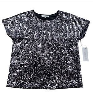 NEW WITH TAG JENNIFER LOPEZ NAVY SEQUIN TOP SIZE MEDIUM